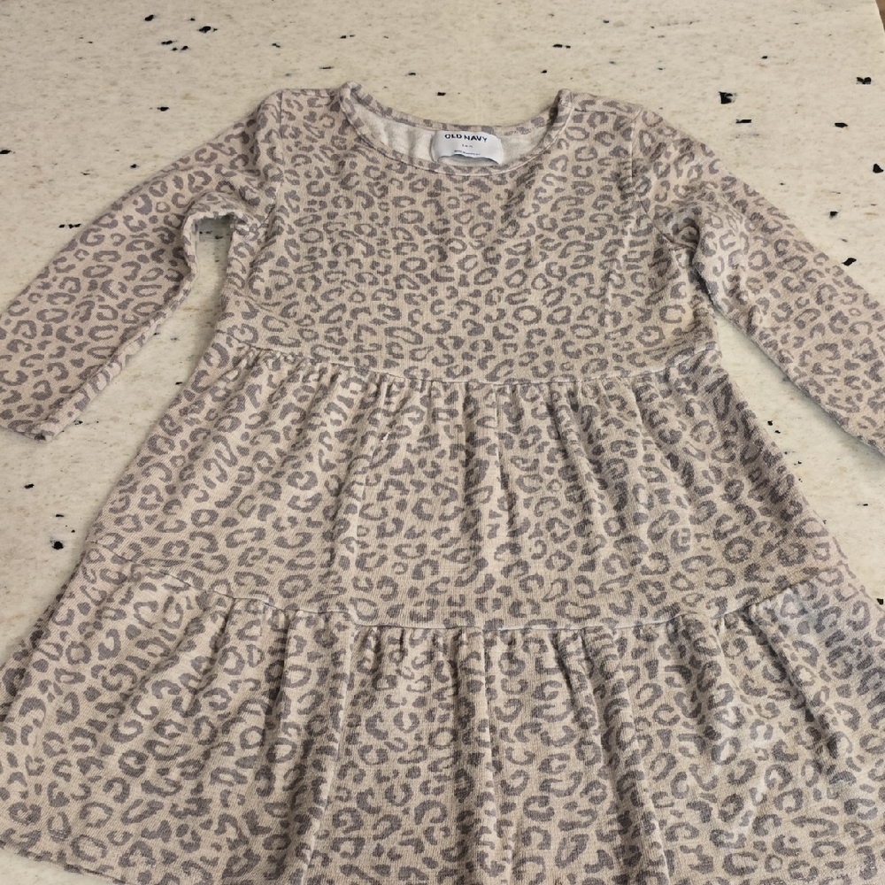 Old Navy Beige Leopard Print Kids Dress